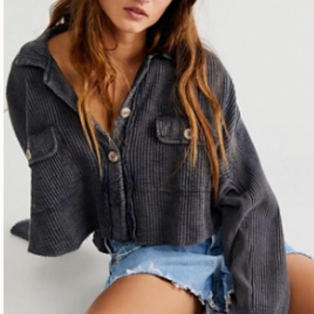 Free People Gray Utility Jacket